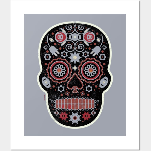 Terciopelo Rojo Skull Socket Mexican Sugar Skull Wall Art by DanielLiamGill